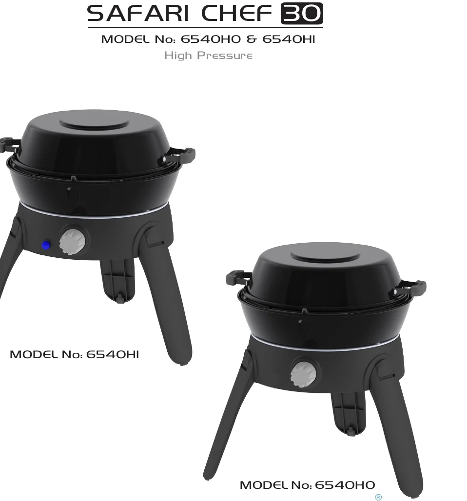 CADAC Safari Chef 30 portable camping barbecue, models 6540H0 and 6540H1