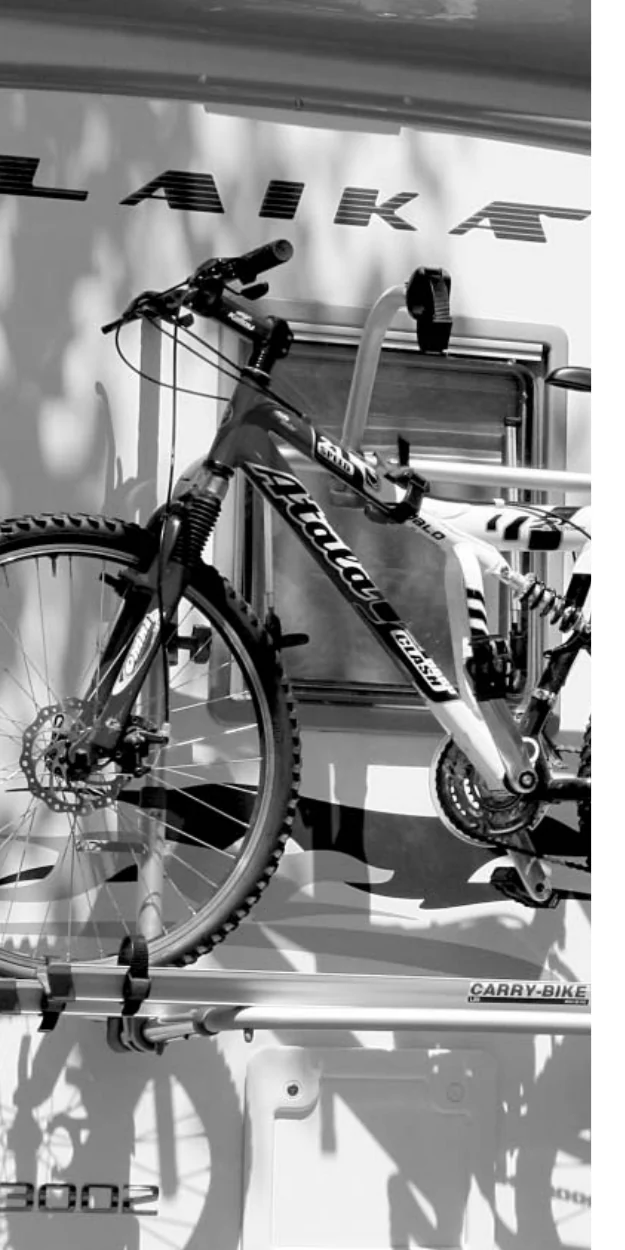 Fiamma Carry-Bike L80 bike carrier mounted on the rear wall of a LAIKA motorhome
