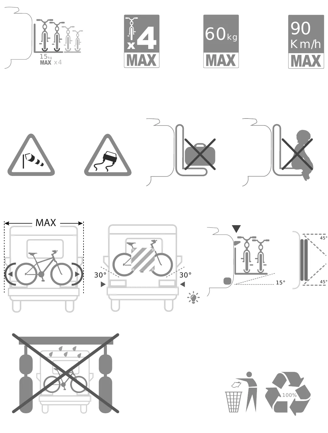 Fiamma Carry-Bike L80 safety pictograms