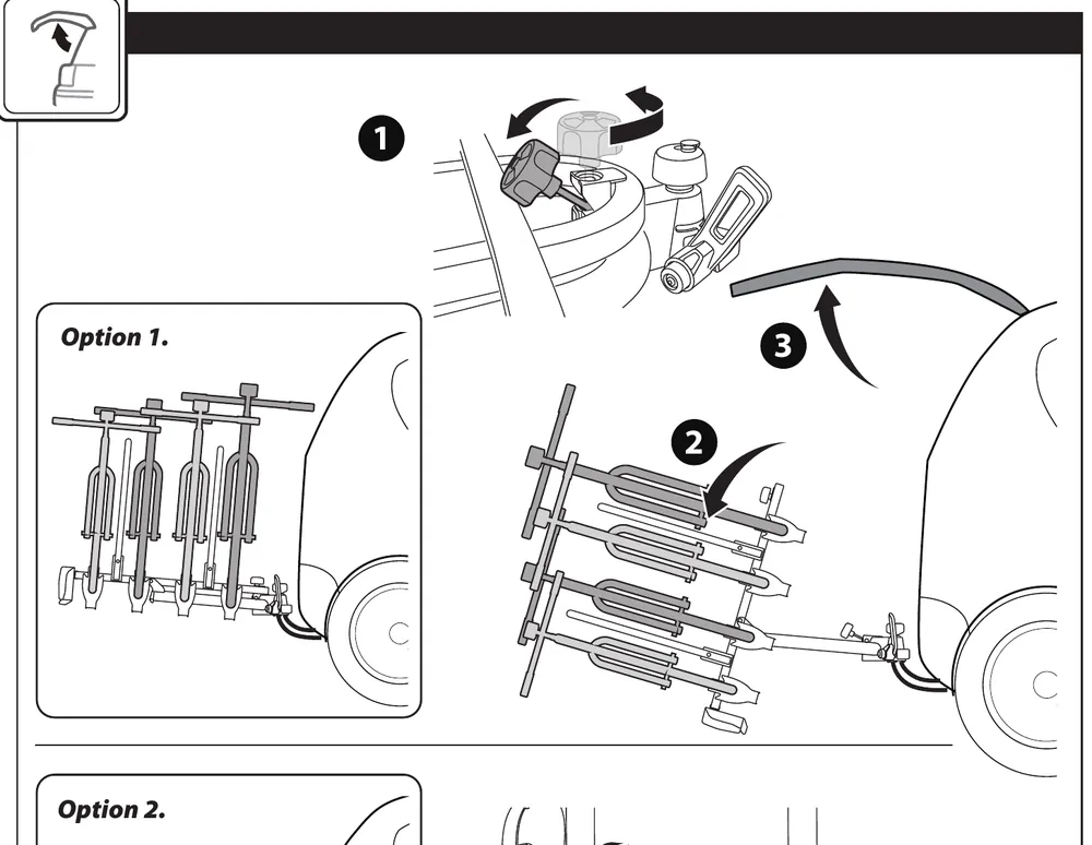 Hapro Atlas manual: tilting the loaded carrier down for access to the boot
