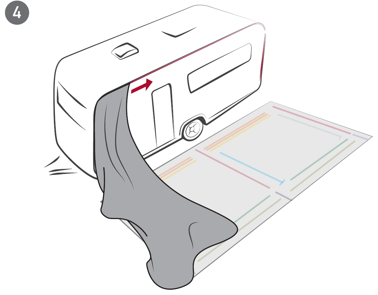Isabella manual step 4: pulling the awning canvas over the caravan and onto the frame layout mat