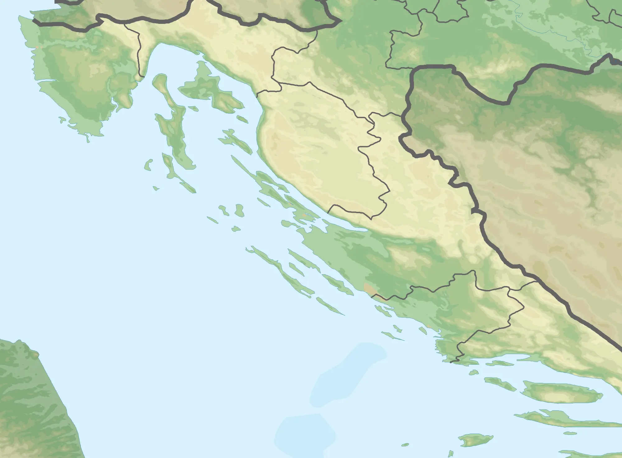 Map of Croatia showing a 10-day route from Istria via the Plitvice Lakes to Split, with day trips to Trogir and Krka and the separate boat day trip from Split to Hvar or Brac