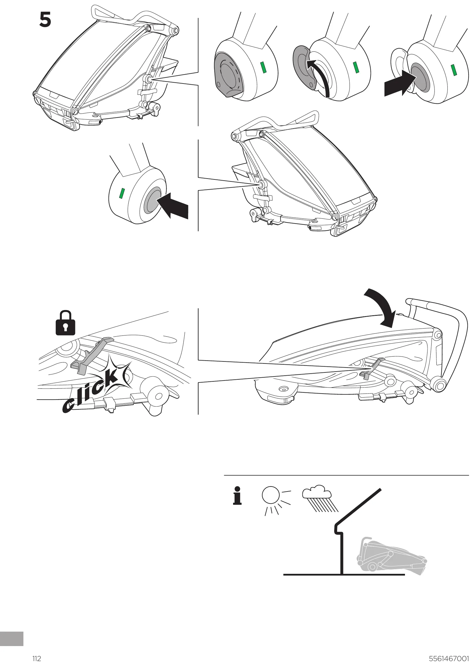 Thule manual step 5: folding the Chariot Cross down and storing it dry