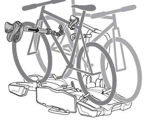 Thule EasyFold XT manual image for loading two bikes on the carrier