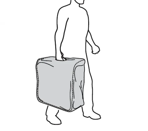Thule EasyFold XT manual image for storing the carrier in the carrying bag