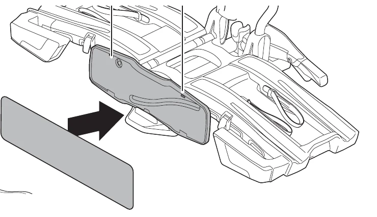 Thule EasyFold XT manual image for sliding the number plate into the holder