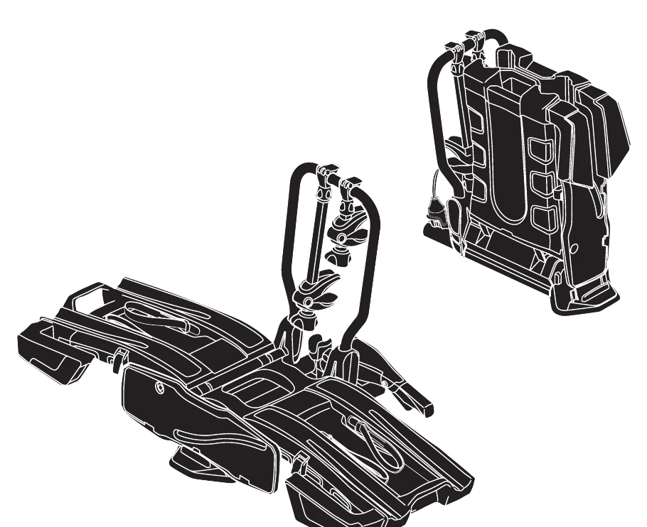 Thule EasyFold XT 2 towbar bike carrier, folded and unfolded