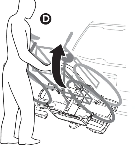 Thule EasyFold XT manual image for tilting the loaded carrier to open the boot