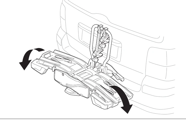 Thule EasyFold XT manual image for unfolding the carrier on the car