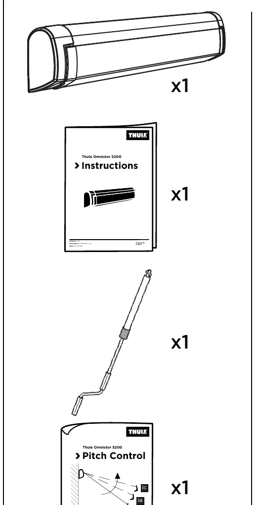 Thule Omnistor 5200 package contents from the manual