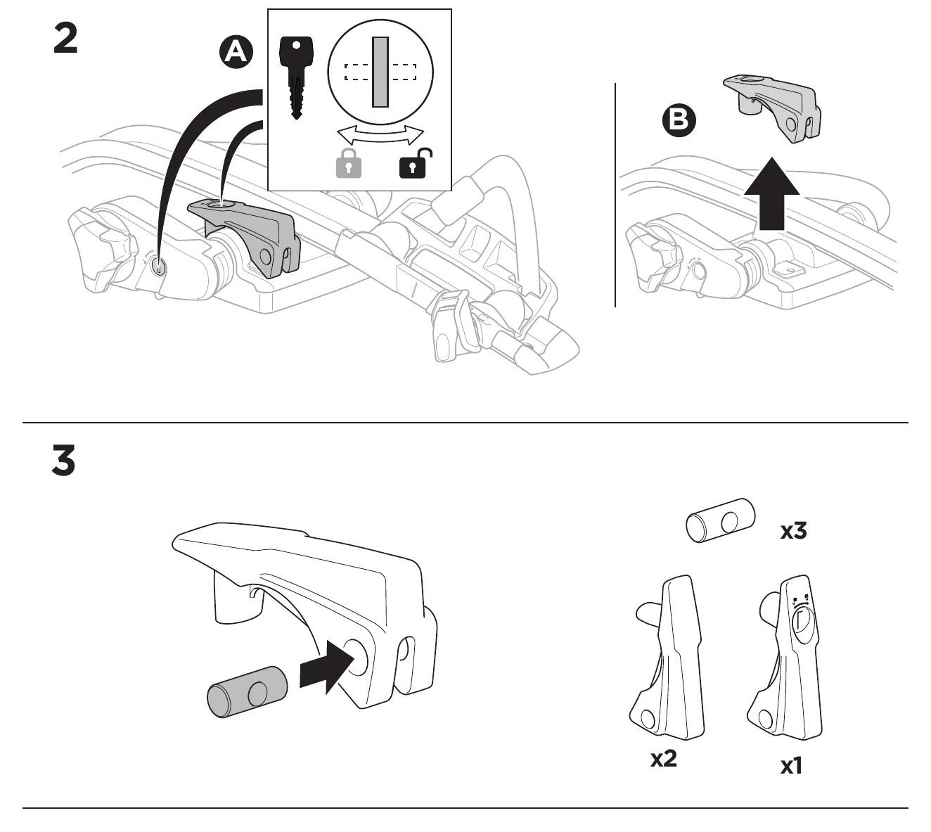Thule ProRide 598 manual steps 2 and 3