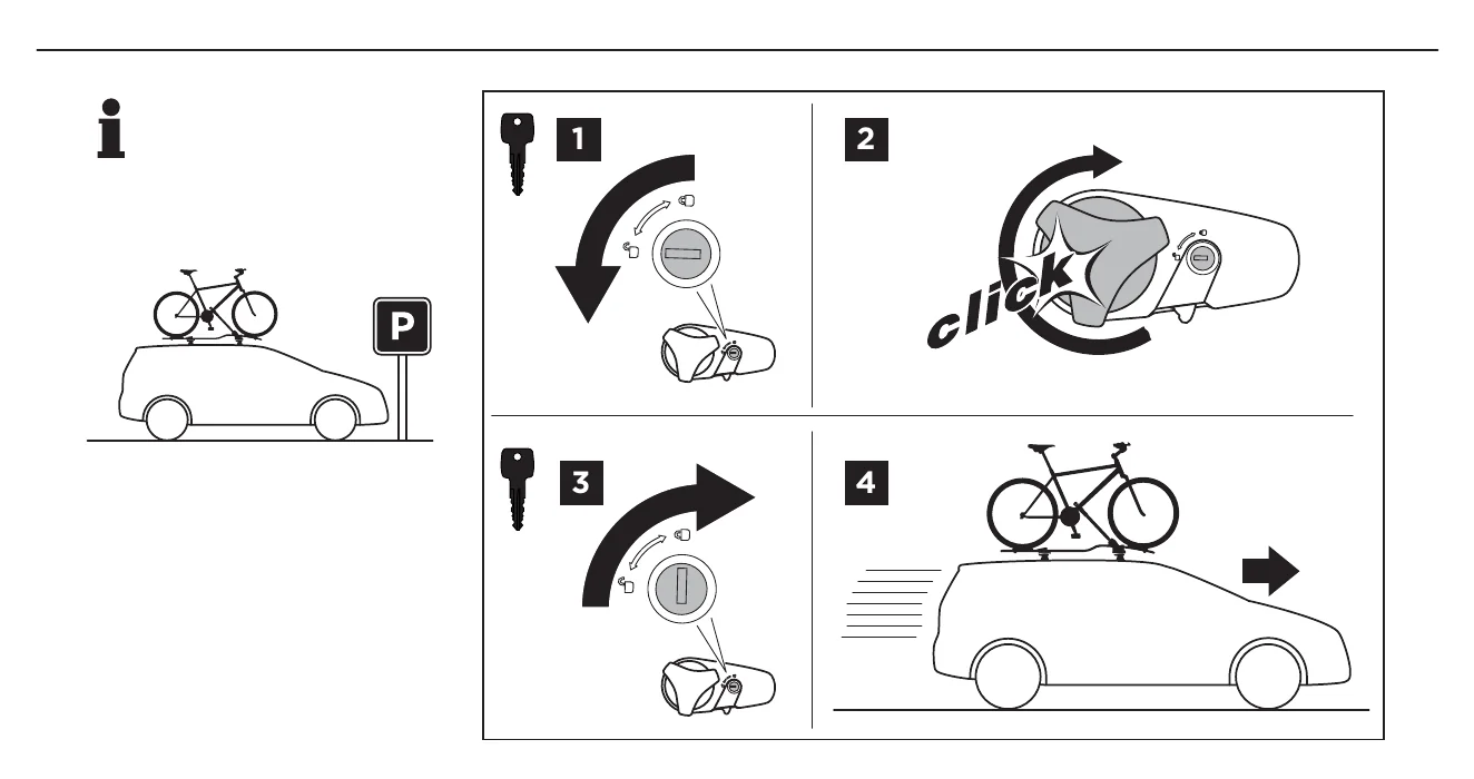 Thule ProRide 598 manual: lock the carrier and frame holder with the key and check everything