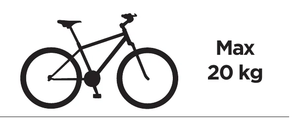 Thule UpRide 599 manual pictogram: maximum bike weight of 20 kg