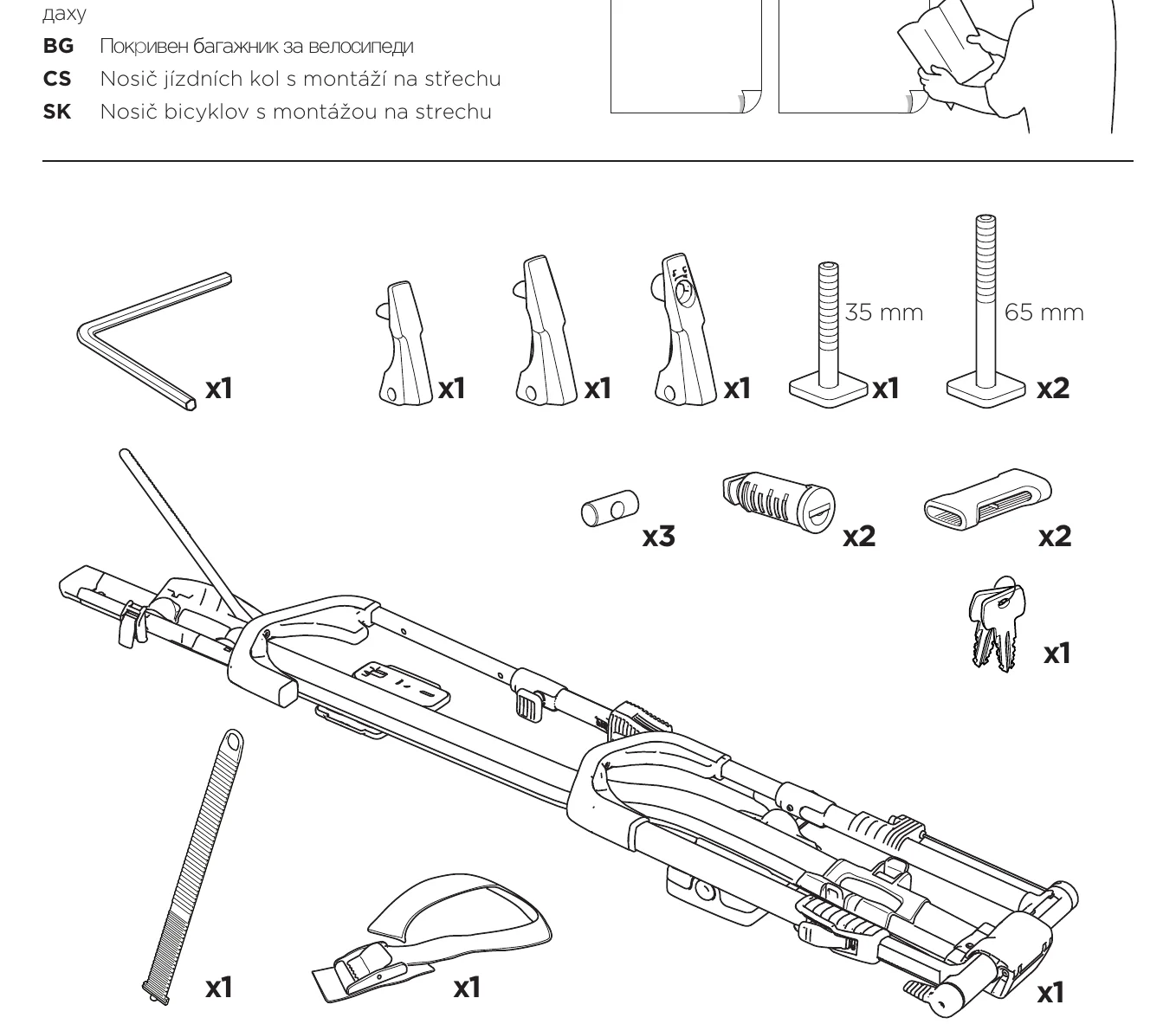 Thule UpRide 599 parts overview from the manual