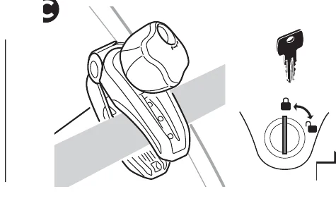 Thule VeloCompact 926 927 manual image for locking the frame holder with the key