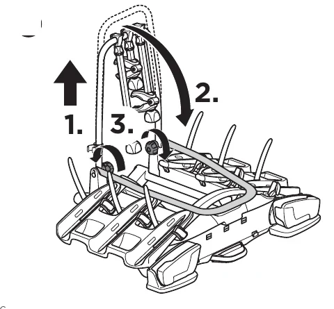 Thule VeloCompact 926 927 manual image for folding the carrier down for storage