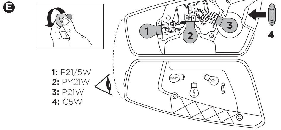 Thule VeloCompact 926 927 manual image for replacing the light bulbs
