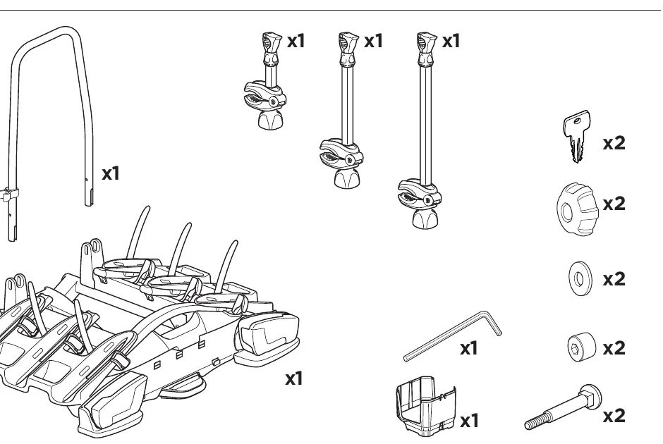 Thule VeloCompact 926 927 package contents and parts overview