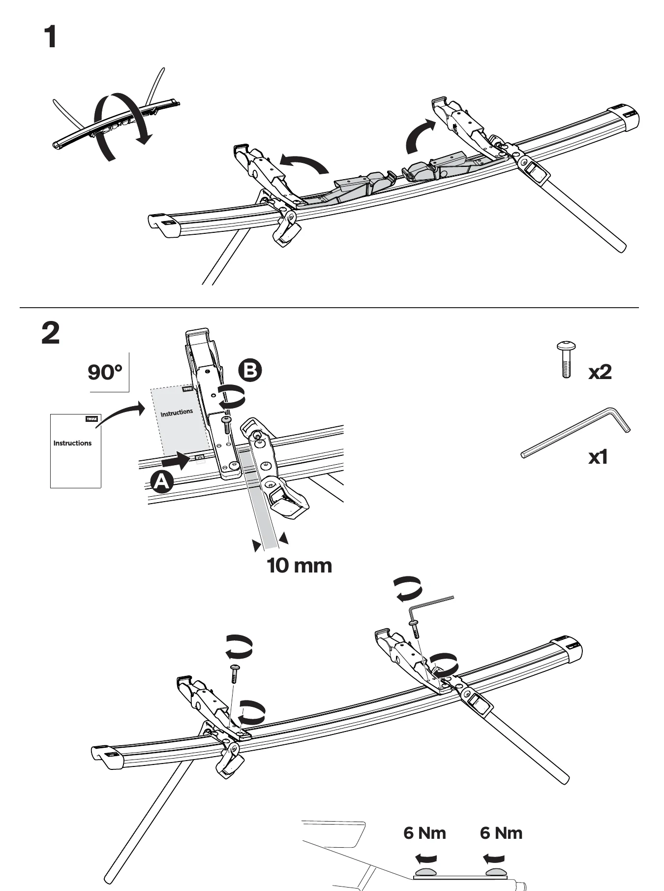 Thule VeloSpace 3 manual steps 1 and 2