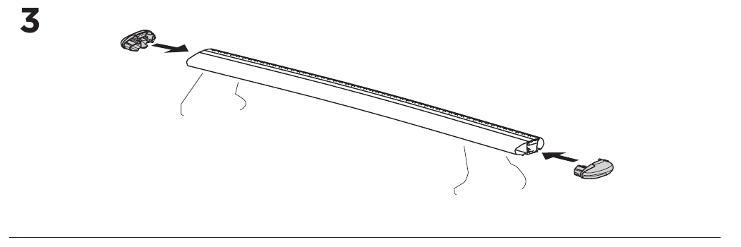 Thule WingBar Evo manual step 3: click the end caps onto both ends of the bar