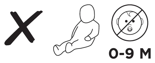Thule manual warning icon: do not use for children younger than 9 months