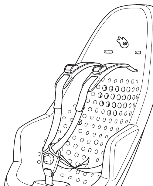 Official Thule line drawing of the Yepp 2 Maxi rear mounted child bike seat with five-point harness